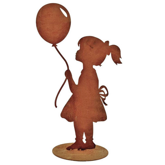 Meisje met ballon | Figuur gemaakt van metaal roestpatina | origineel cadeau-idee