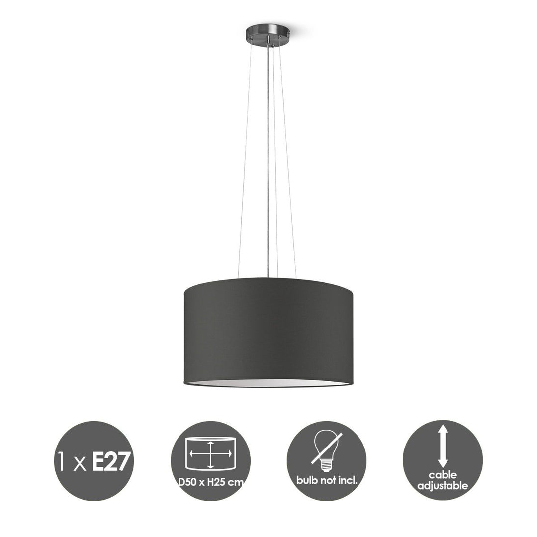 Home Sweet Home hanglamp Hover met lampenkap, E27, antraciet, 50cm