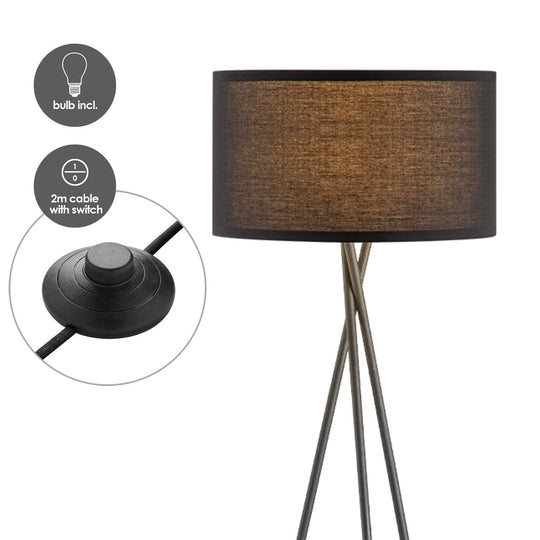 Home Sweet Home Moderne Vloerlamp - Lampenkap zwart - 53x53x138