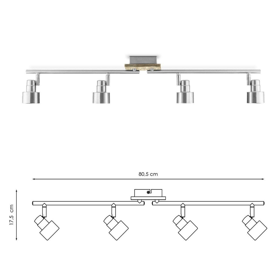 Home Sweet Home LED Opbouwspot Drift 4 - incl. dimbare LED lamp - hout