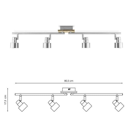 Home Sweet Home LED Opbouwspot Drift 4 - incl. dimbare LED lamp - hout