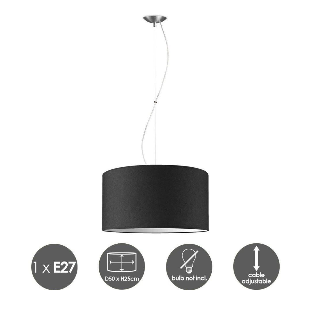 Home Sweet Home hanglamp Deluxe met lampenkap, E27, zwart, 50cm