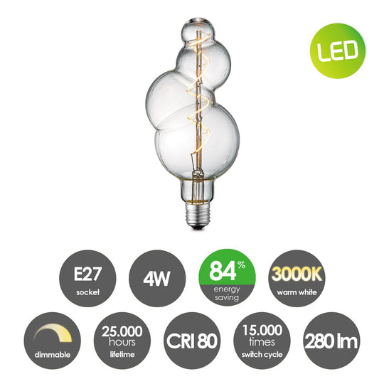 Home Sweet Home dimbare Led Bubbel Spiraal E27 4W 300Lm 3000K Helder