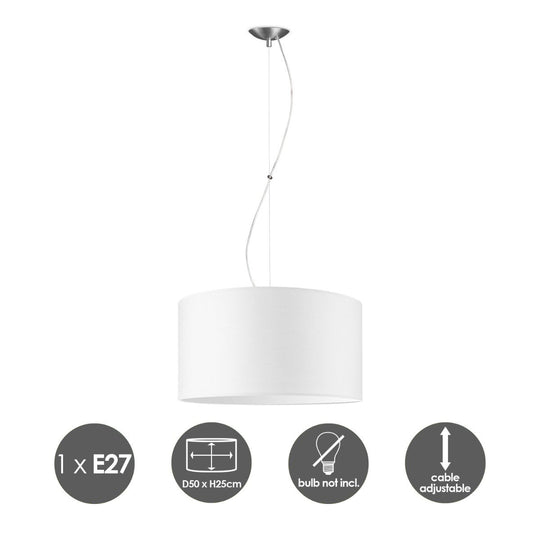 Home Sweet Home hanglamp Deluxe met lampenkap, E27, wit, 50cm