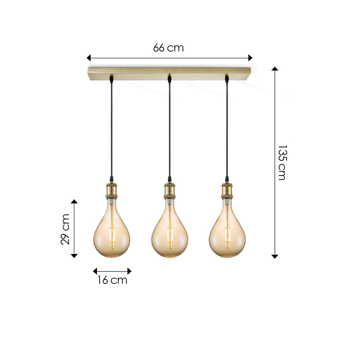 Home Sweet Home hanglamp vintage Pear LED 3L G160 dimbaar E27 amber