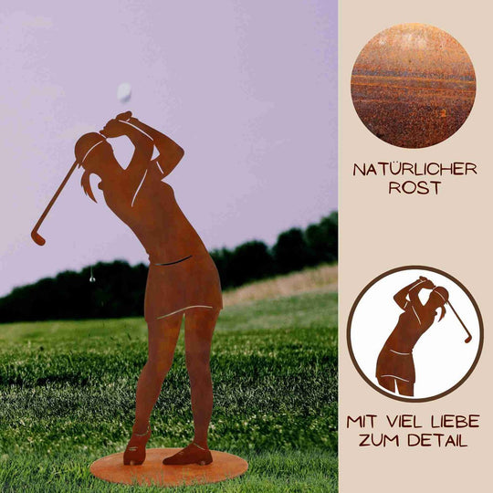 Golfspelerfiguur, golfspeler roest | 40 cm