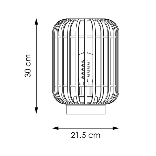 Home Sweet Home Boheemse Tafellamp met Bamboe kap 21,5 x 21,5 x 30 cm