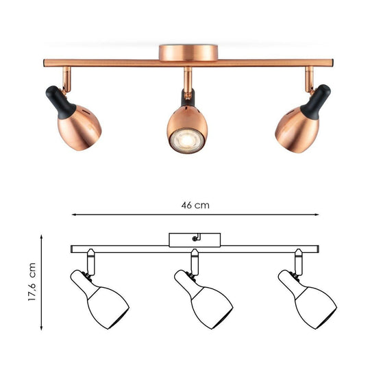 Home Sweet Home LED Opbouwspot Novi 3 - incl. dimbare LED lamp - Koper