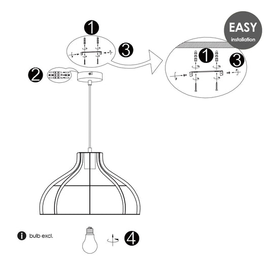 Home Sweet Home Hanglamp Blank - Zwart - 40x40x131cm