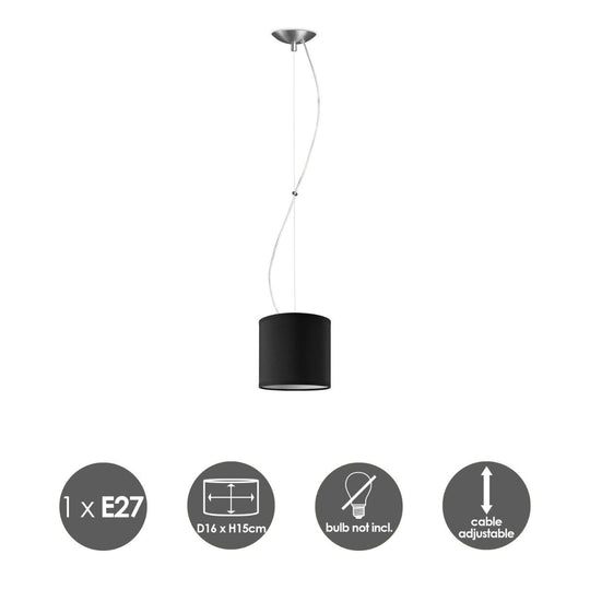 Home Sweet Home hanglamp Deluxe met lampenkap, E27, zwart, 16cm