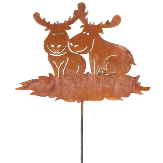 Kerstmis | Decoratieve eland | Tuinpaalfiguur in patina