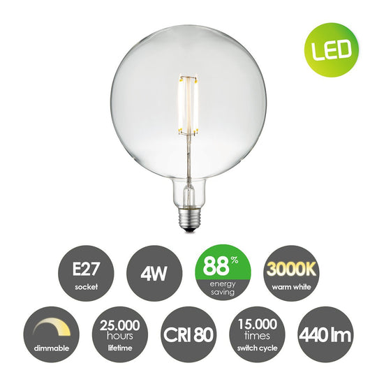 Home Sweet Home dimbare LED Carbon C E27 G180 4W 440Lm 3000K Helder