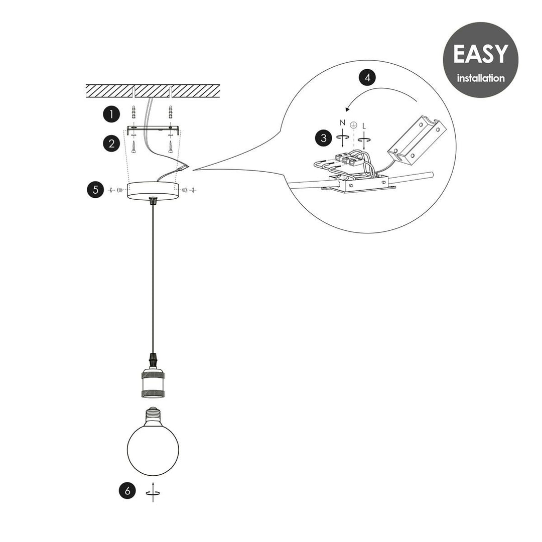 Home Sweet Home Hanglamp Basic - Geborsteld staal - 10x10x109cm