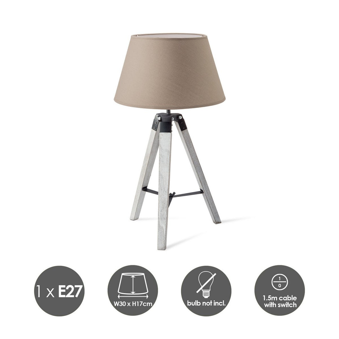 Home Sweet Home Tafellamp Largo - Wit Lampvoet en taupe