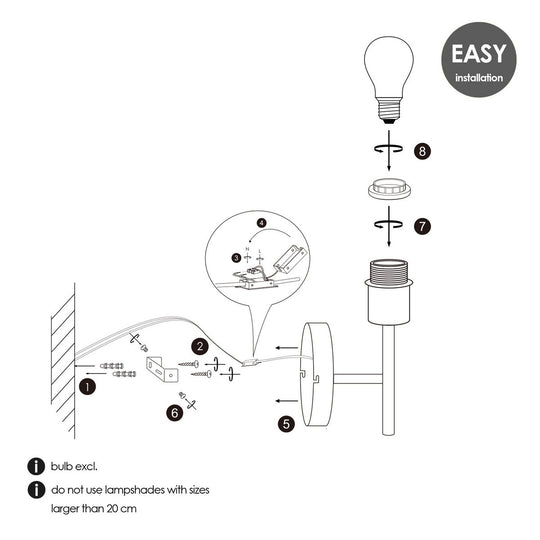 Home Sweet Home Wandlamp - Mati E27 Lampenkap warm wit 20cm