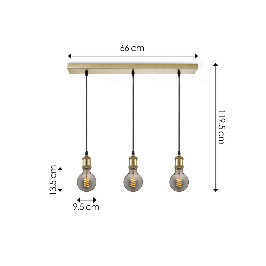 Home Sweet Home hanglamp vintage - 3 LED lamp G125 - dimbaar E27 rook