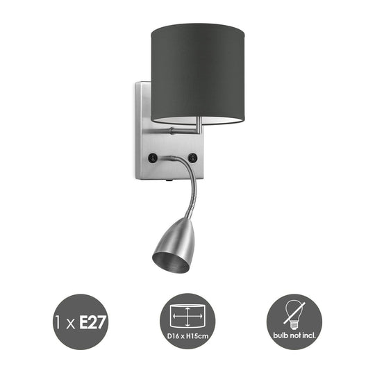 Home Sweet Home Wandlamp - Read, LED Leeslamp, E27, antraciet 16cm