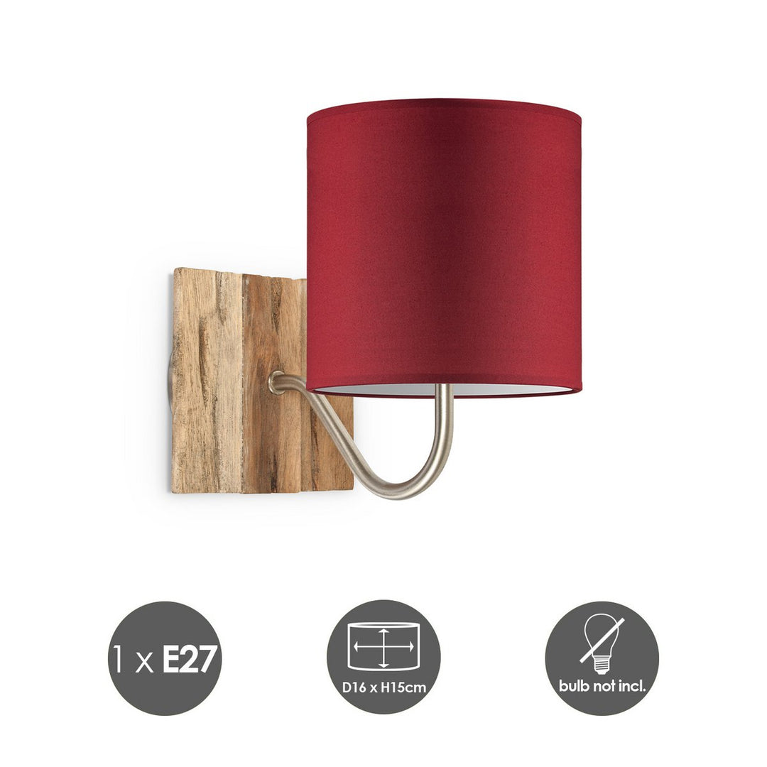 Home Sweet Home Wandlamp - Drift inclusief Lampenkap E27 rood 16x15cm