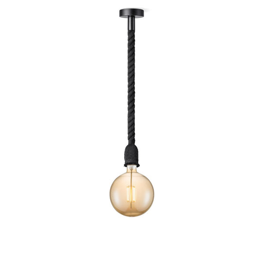 Home Sweet Home hanglamp zwart Leonardo Globe G180 dimbaar E27 amber