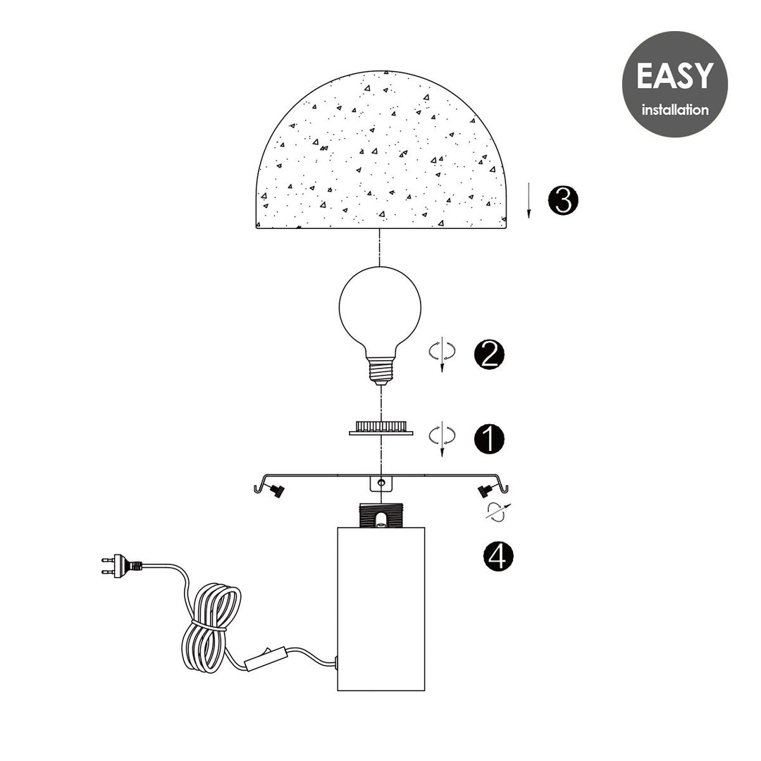 Home Sweet Home Tafellamp Mushroom Zwart - Bedlampje - Glas en Metaal