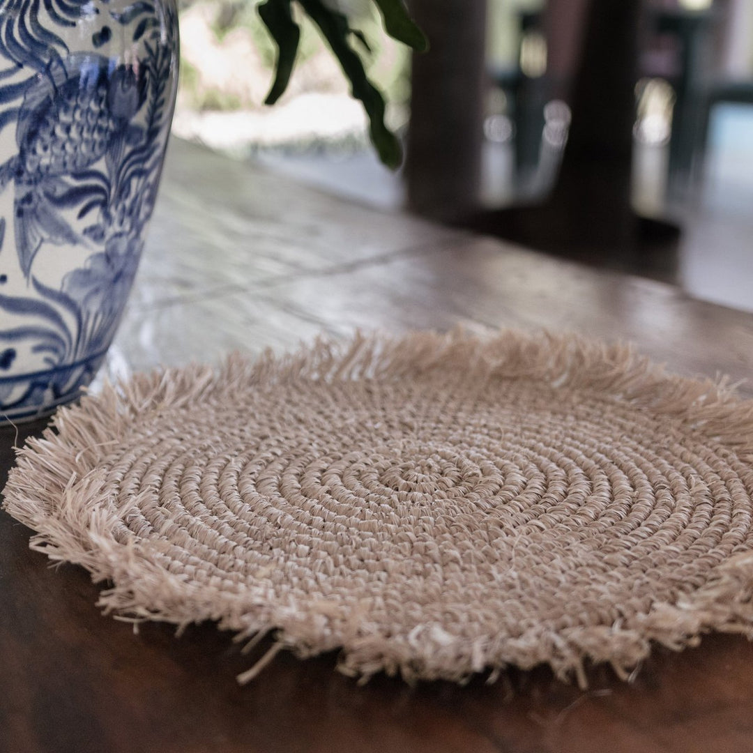 Placemat (set van 2,4 of 6) AMBON | Placemat van Raffia | 45 cm doorsnee