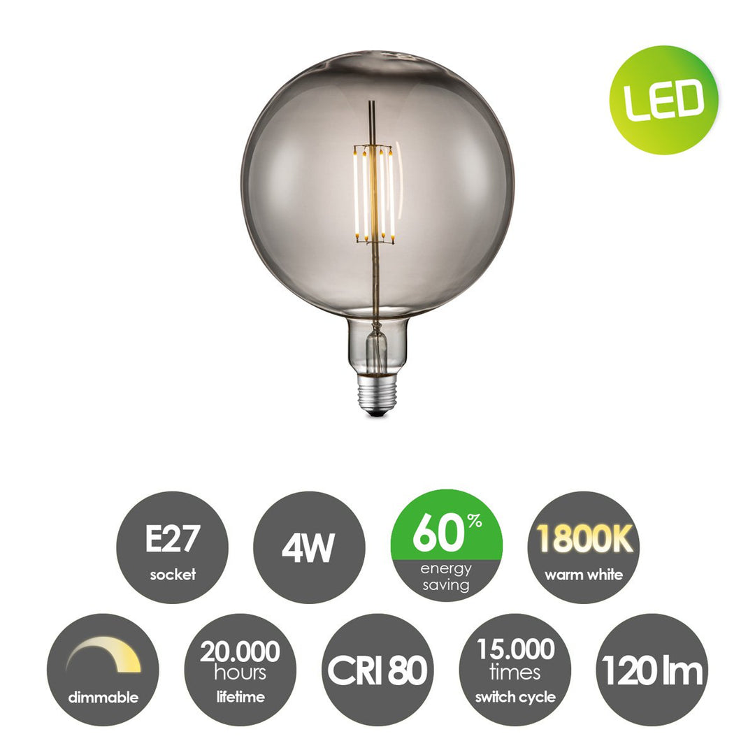 Home Sweet Home dimbare LED Carbon C E27 G180 4W 120Lm 1800K Rook