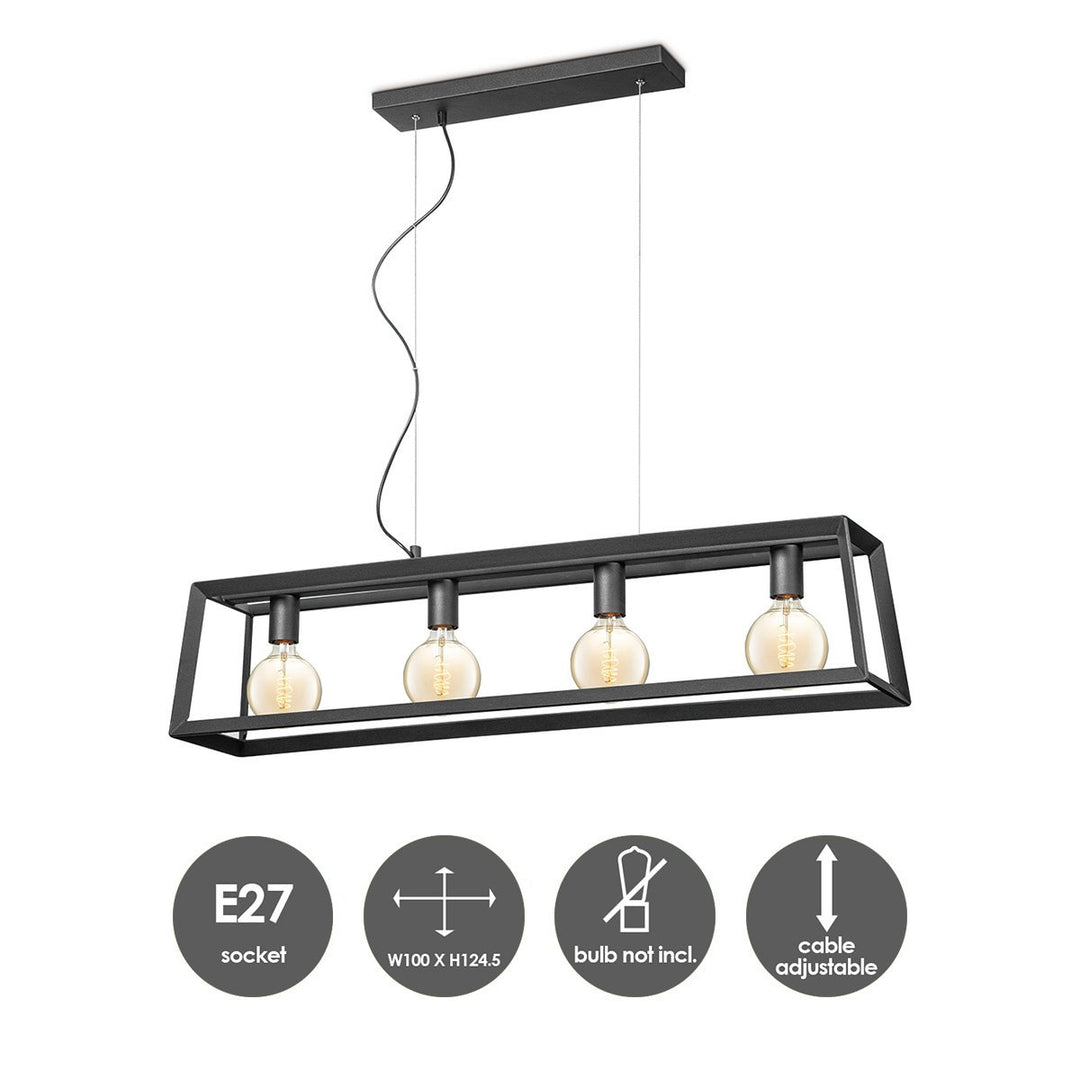 Home Sweet Home Hanglamp Dito 4 lichts - Zwart - 100x20x124cm