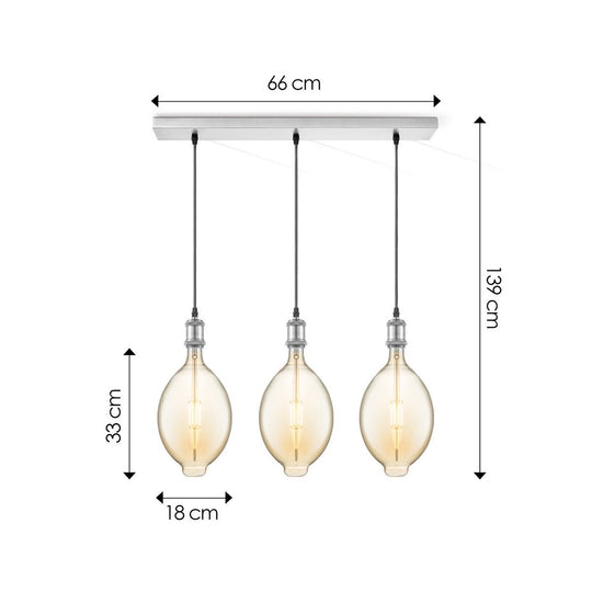 Home Sweet Home hanglamp vintage Ovaal 3L G125 dimbaar E27 amber