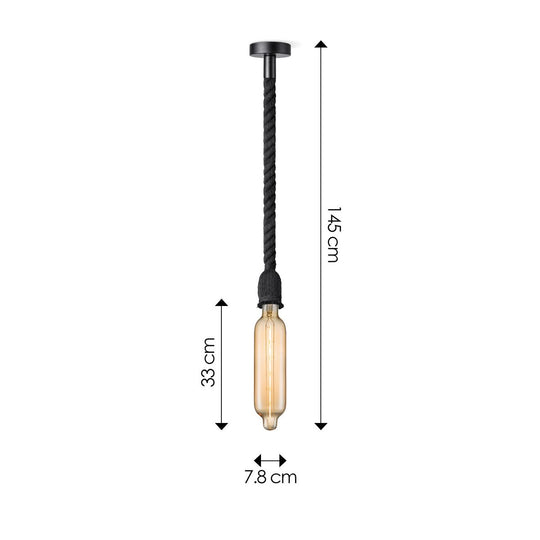 Home Sweet Home hanglamp zwart Leonardo Tube G125 dimbaar E27 amber