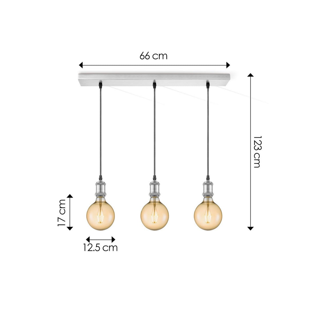 Home Sweet Home hanglamp chroom vintage LED 3L G180 dimbaar E27 amber