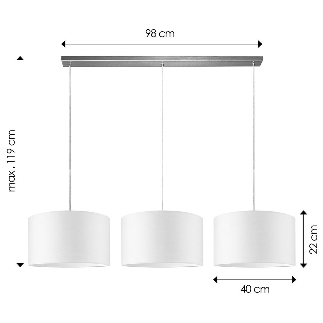 Home Sweet Home hanglamp Beam 3L, E27, wit Lampenkap, 40cm