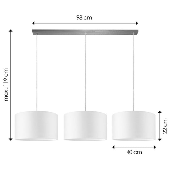 Home Sweet Home hanglamp Beam 3L, E27, wit Lampenkap, 40cm