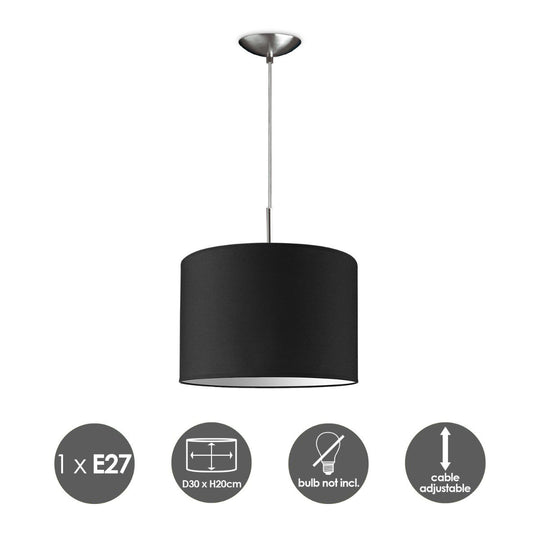 Home Sweet Home hanglamp Tube Deluxe, E27, zwart, 30cm