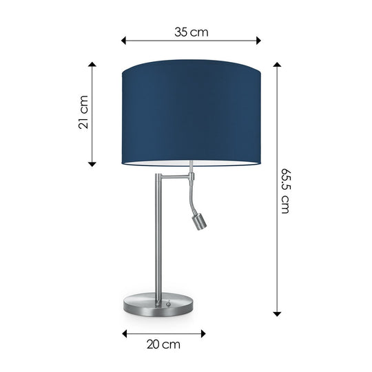 Home Sweet Home Tafellamp Read, LED Leeslamp, E27, donkerblauw 35cm