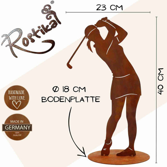 Golfspelerfiguur, golfspeler roest | 40 cm